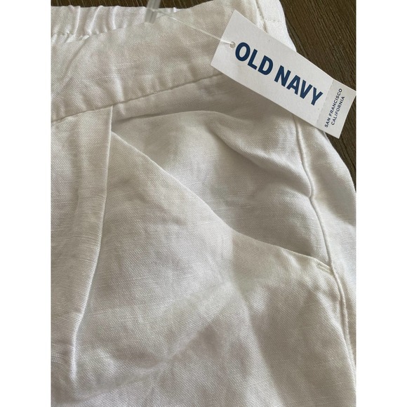 Womens Old Navy Linen Shorts Size 12 White Pockets Drawstring NEW - Picture 4 of 5